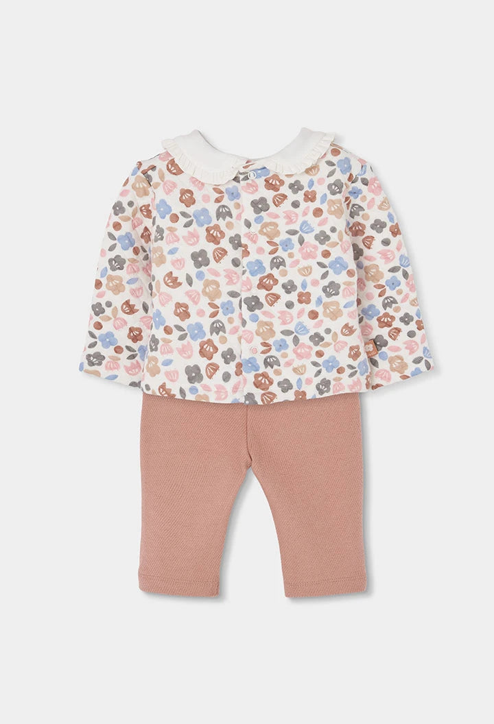 Boboli - Completo in maglia neonata bambina stampa fiori rosa