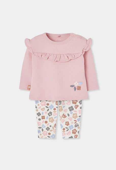 Boboli - Completo in maglia neonata bambina stampa fiori rosa