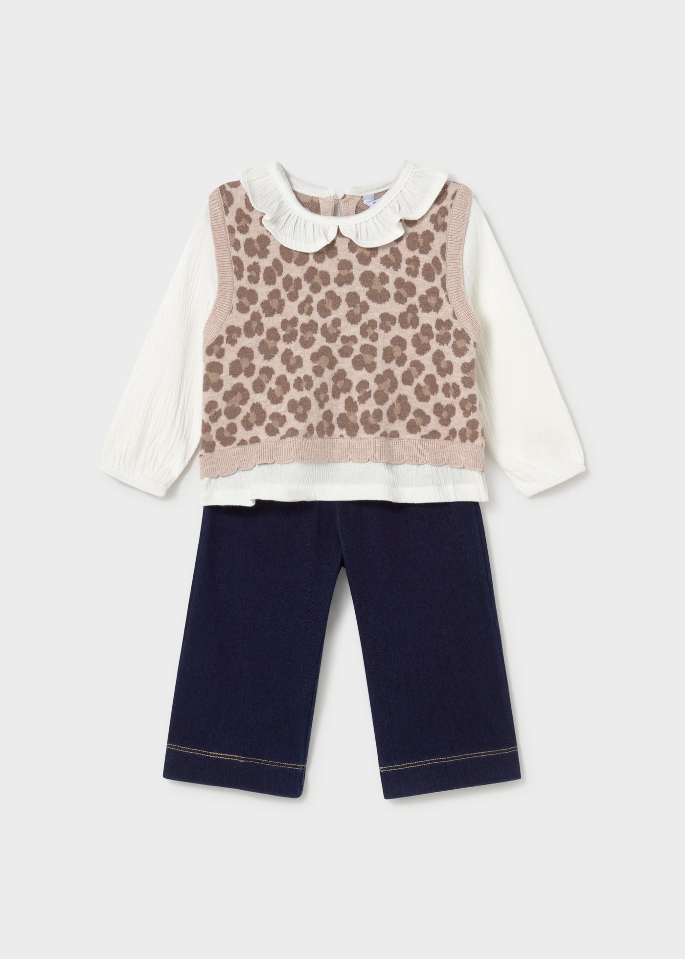 Mayoral - Completo pantalone e blusa con gilet bimba