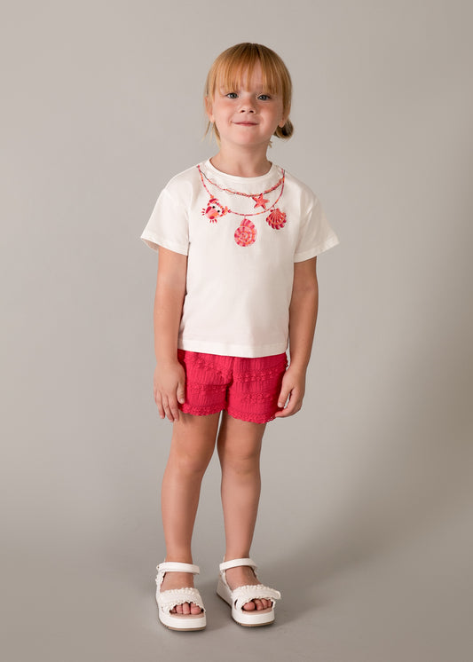 Mayoral - Completo shorts volant e maglietta stampata bambina