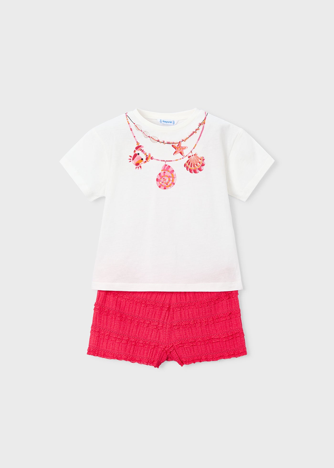Mayoral - Completo shorts volant e maglietta stampata bambina