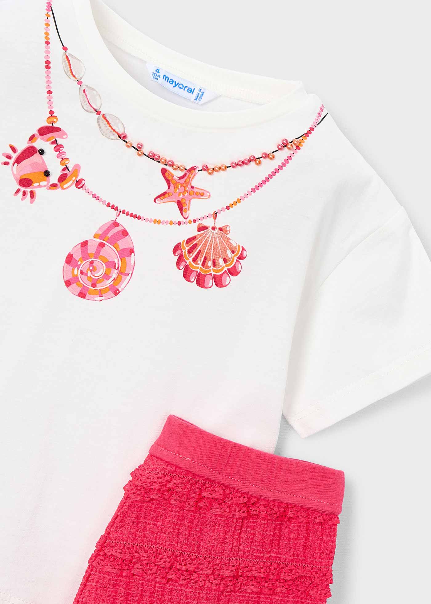 Mayoral - Completo shorts volant e maglietta stampata bambina