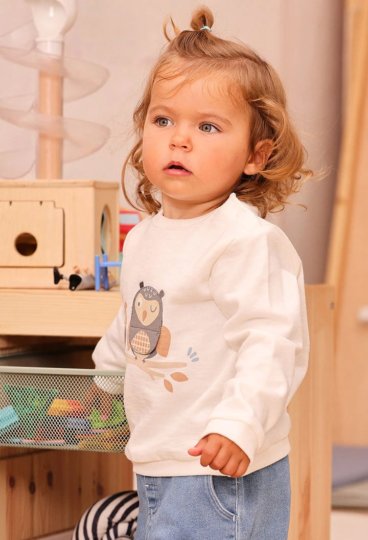 Boboli - Felpa bianca stampa gufetti