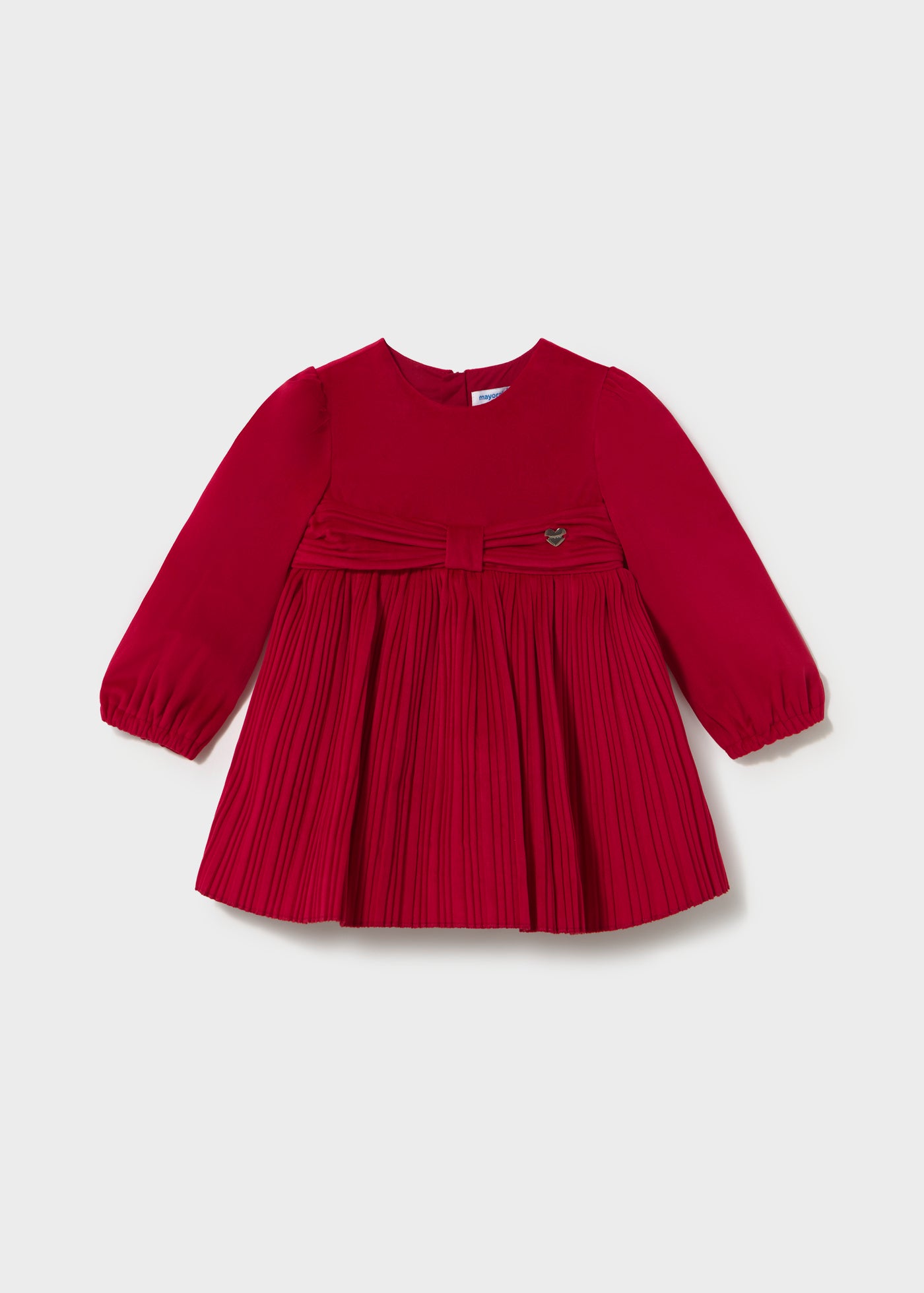 Mayoral - Vestito velluto plissettato bimba