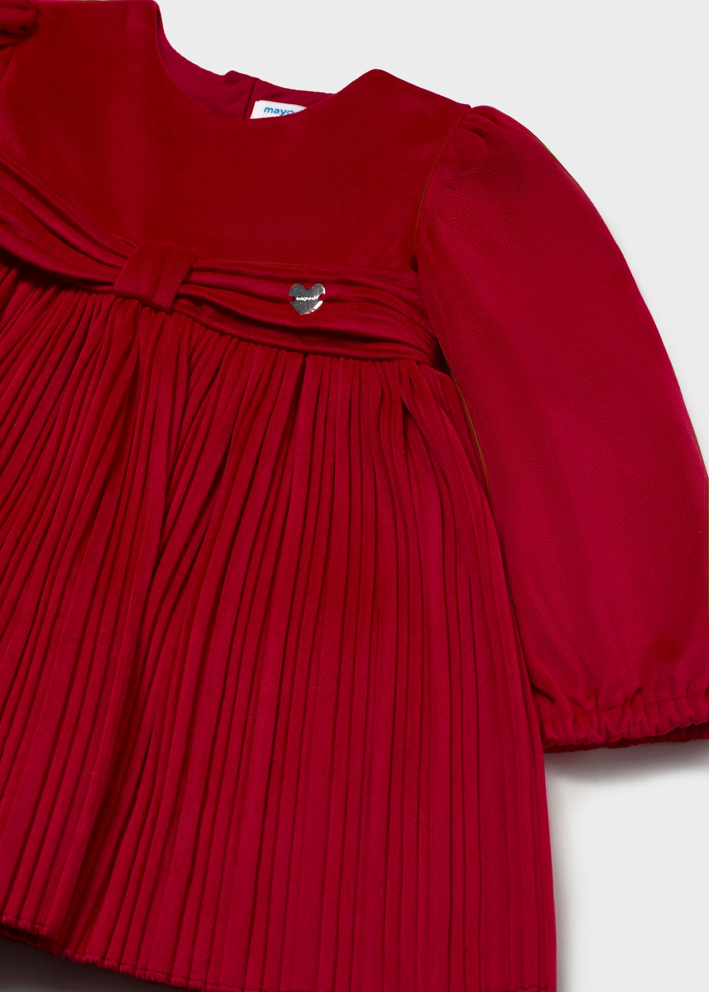 Mayoral - Vestito velluto plissettato bimba